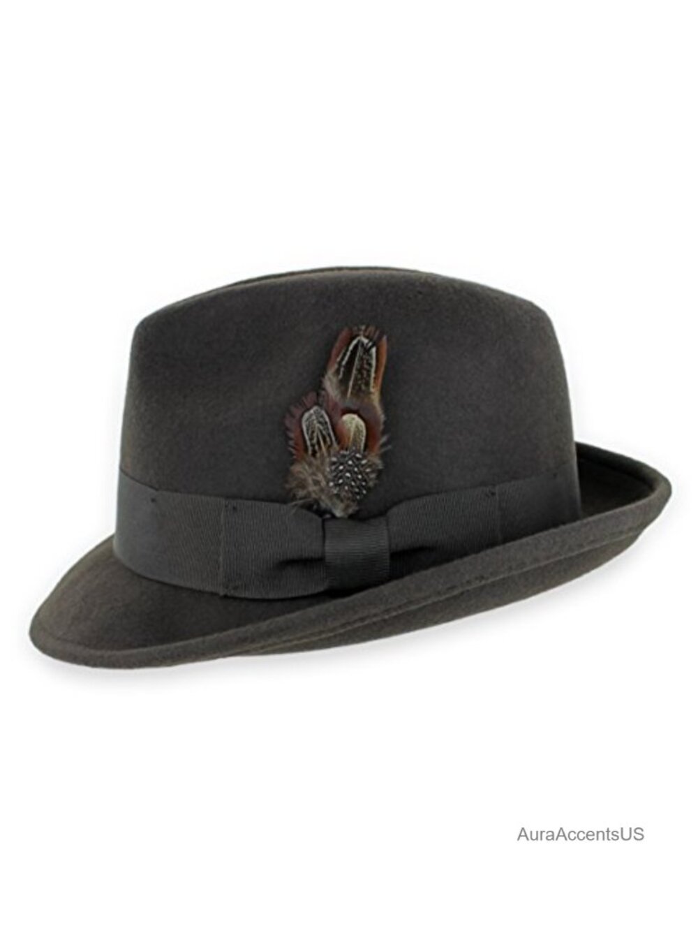 100% Wool Felt Fedora Hat Snap Brim Vintage Dress Trilby